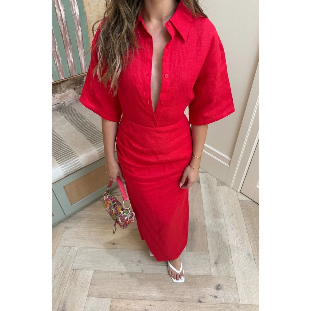 ✨SNEAKY LINK Lefka Midi Red Sz Large Dress✨ - Picture 5 of 16